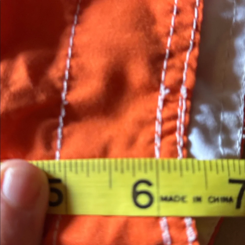 Lanesboro‎ Mens Orange White Elastic Waistband Tie Front Lined Swim Trunk Large